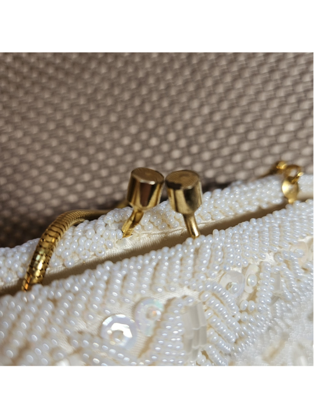 Vintage La Regal by Diga Beaded Sequined Glamorous Handbag Gold Chain 1950's - Picture 7 of 9